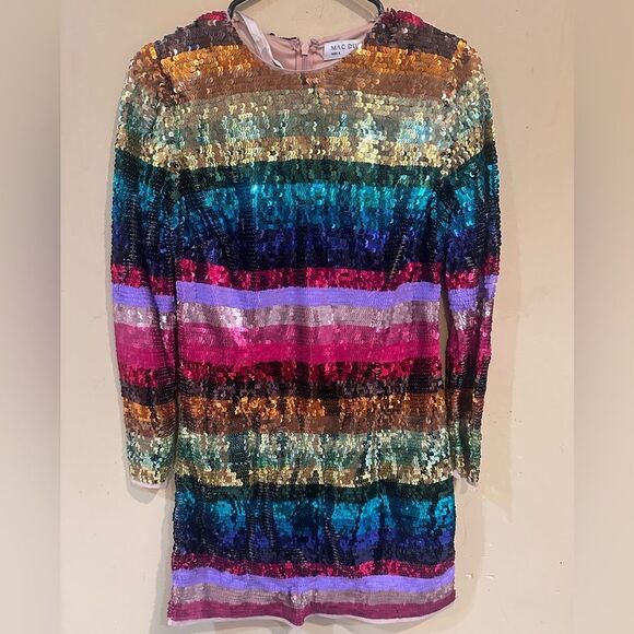 NWTs Mac Duggal 93724 Evening Dress Rainbow Sequin Mini Size 6 - Picture 4 of 10